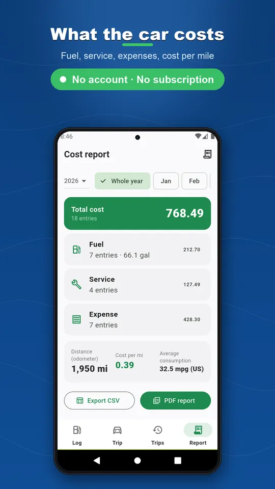 Car Log: Fuel, Service & Costs — 4